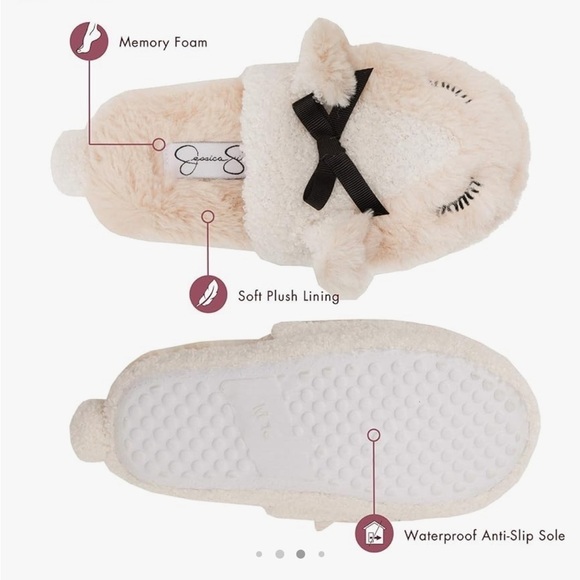 Jessica Simpson Girl's Cute and Cozy Plush Slip on Slippers with Memory Foam - Picture 4 of 8